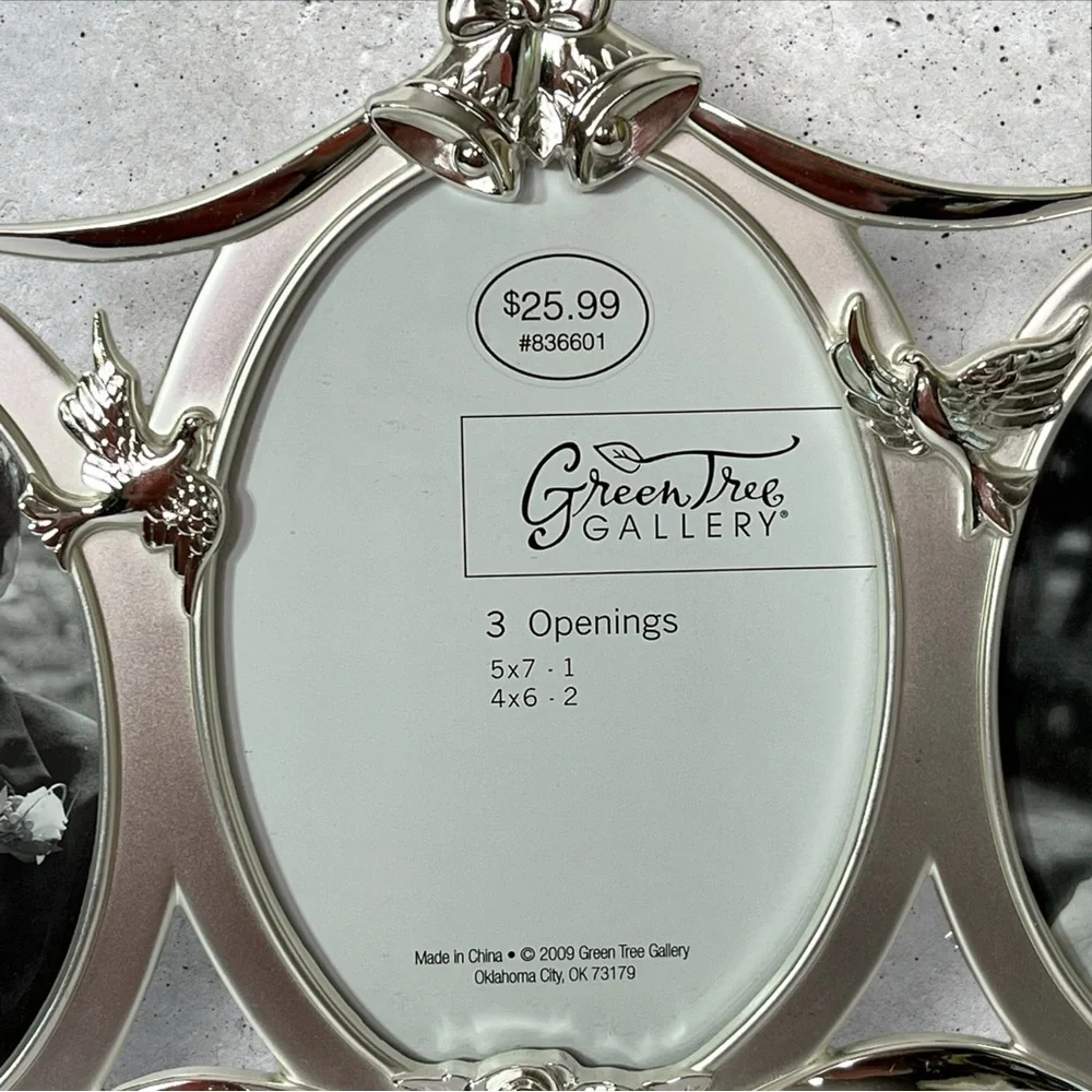 Green Tree Gallery Silver‎ Color Wedding Photo Frame 3 Openings 5x7 4x6